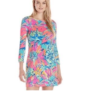 Lilly Pulitzer Sophie SPF50 Seaside Aqua Breezy Jersey Tunic Shirt Dress Size S
